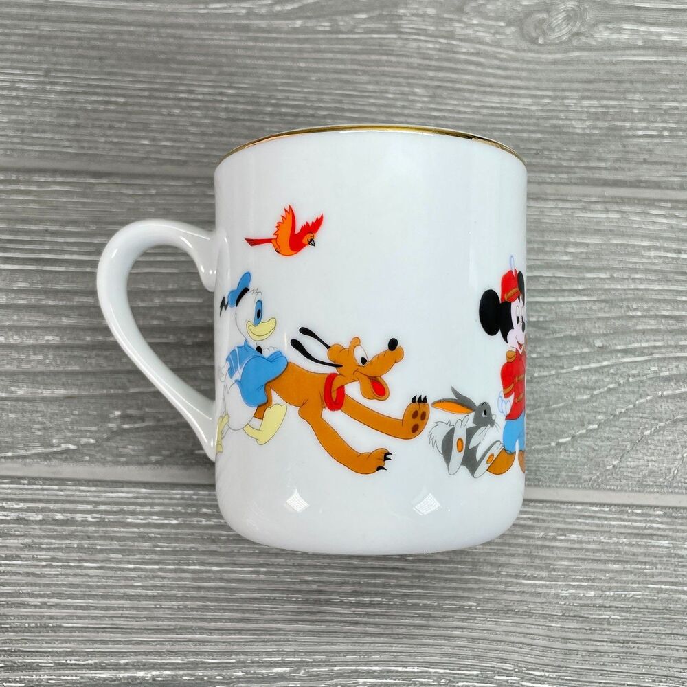 Vintage Walt Disney Tokyo Japan Coffee Cup Mug Parade Mickey Mouse Pluto Dumbo